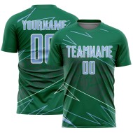 Blue-White Sports Light Sublimation Soccer Lines Green Uniform Kelly Jersey Custom