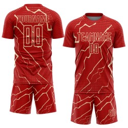 Sublimation Uniform Cream Lightning Custom Jersey Sports Red Soccer Sublimation Uniform Cream Lightning Custom Jersey Sports Red Soccer