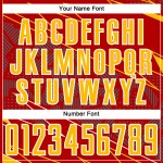 Red Sports Sublimation Jersey Uniform Lines Gold-White Soccer Custom Red Sports Sublimation Jersey Uniform Lines Gold-White Soccer Custom