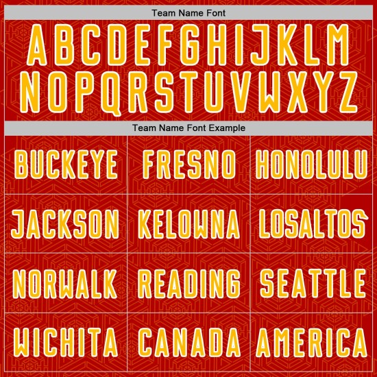 Sublimation Uniform Red Geometric Jersey Shape Soccer Gold-White Custom Sports Sublimation Uniform Red Geometric Jersey Shape Soccer Gold-White Custom Sports